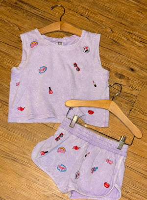 Graphic Lavender Short