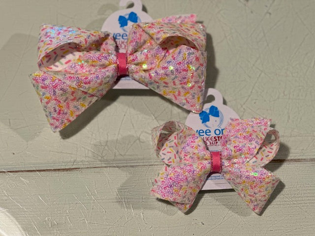 Medium Birthday Print Sequin Bow