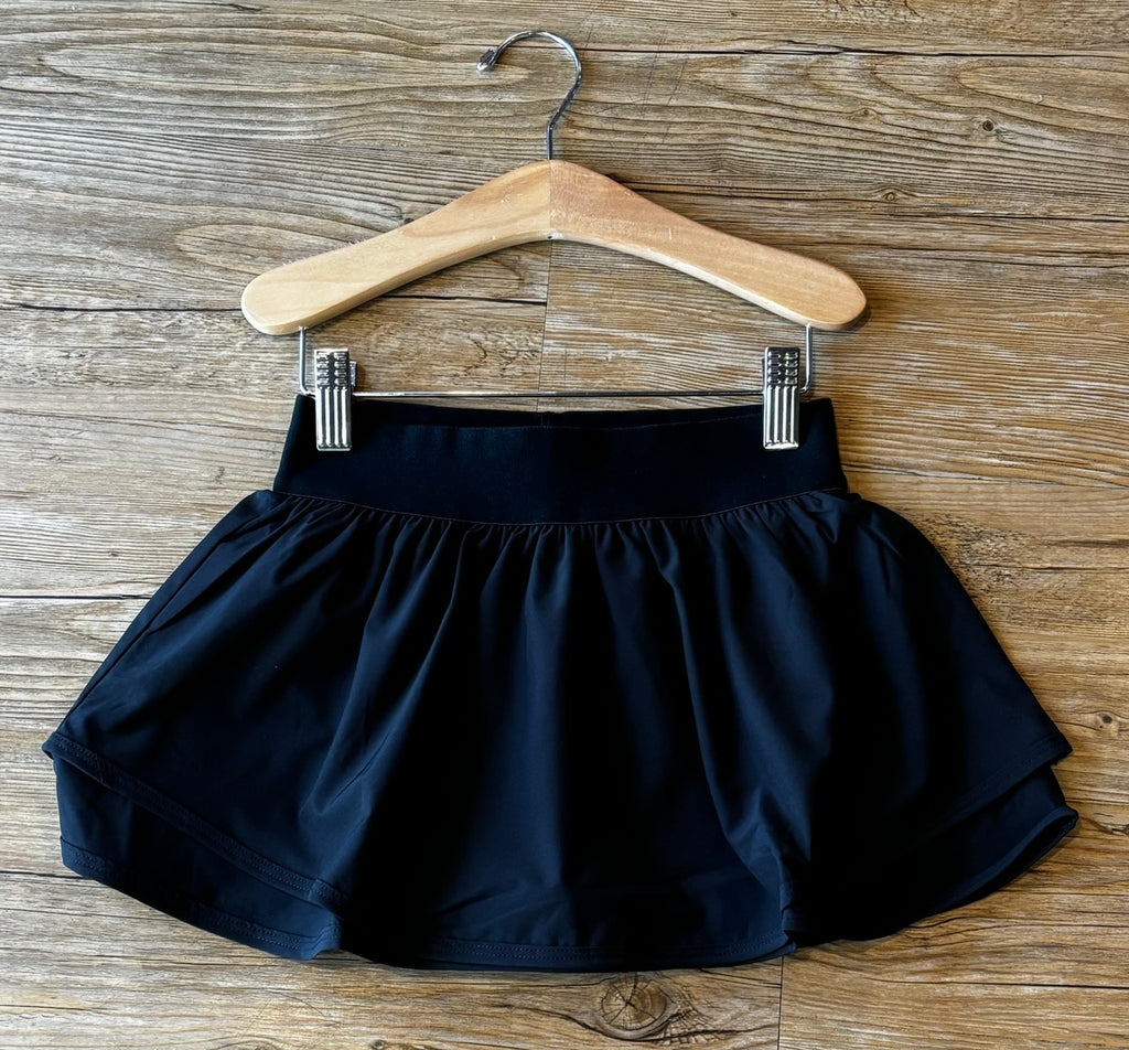 Black Gathered Mini Skort