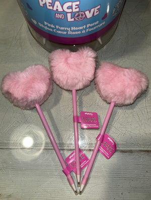 Pink Furry Hearts Pen