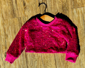 Hot Pink Sequin Crew Neck