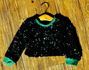 Green Sequin Crew Neck