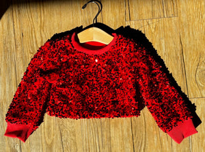 Red Sequin Crew Neck