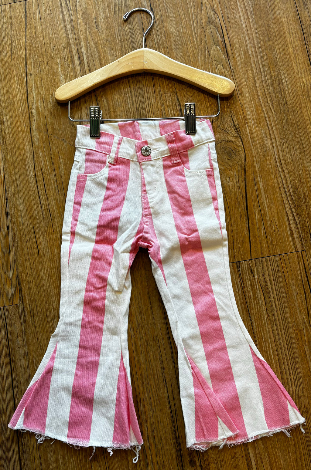 Pink Stripe Denim Bell Bottoms