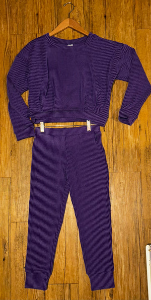 Purple Ribbed Jogger